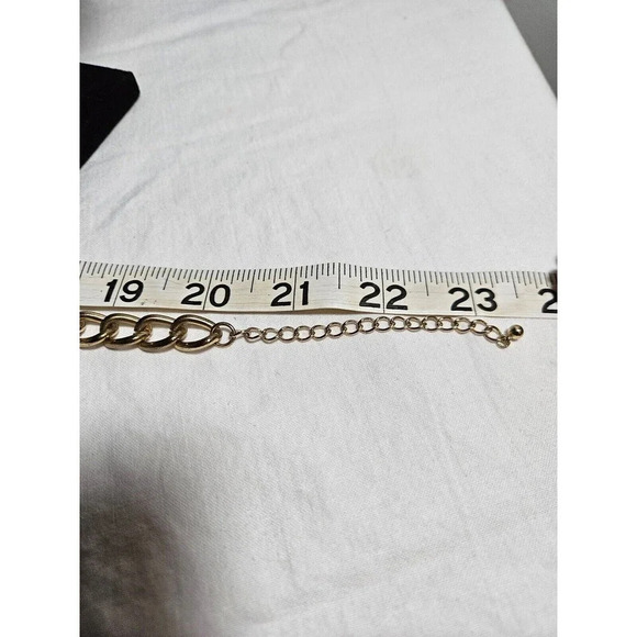 Peach Gold Toned Bib Statement Necklace Chunky Textured Chain Link - Picture 6 of 6